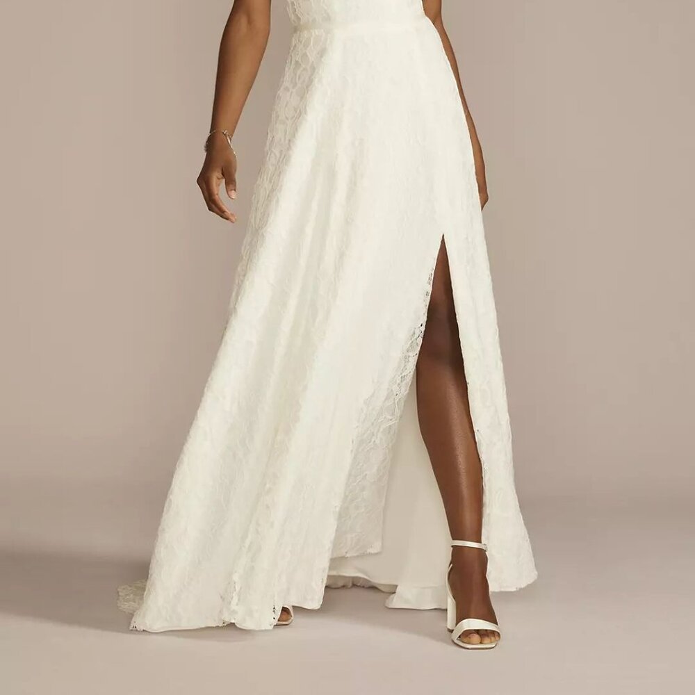 NWT DB Ivory wedding dress, square back allover stretch lace sweetheart size 14 - Picture 2 of 11